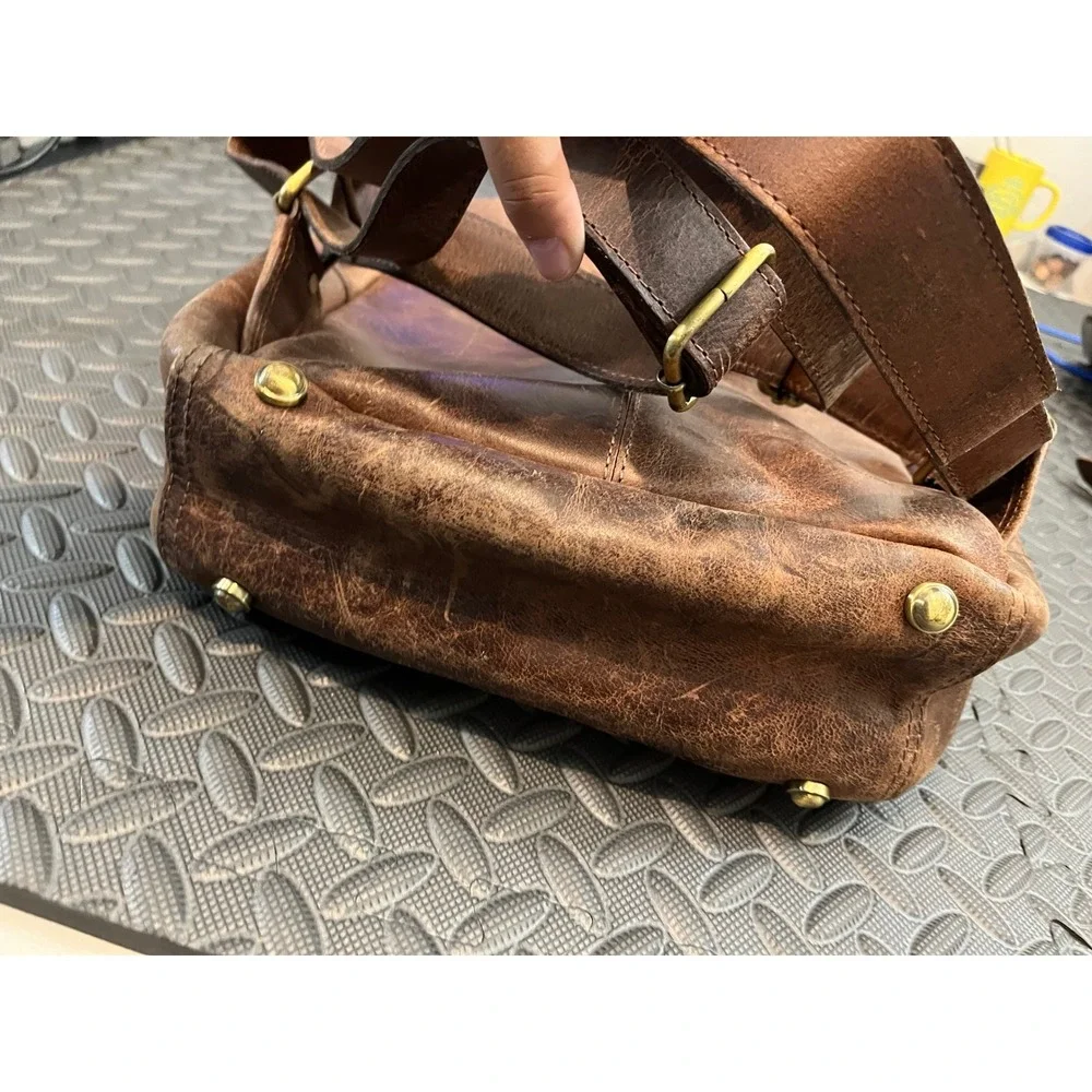 Luxoria Leather Backpack Mens Medium Brown Distressed Laptop Bag Travel Rustic